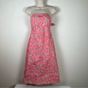 Lily Pulitzer Women Size 4 tie back, resort wear, cotton sundress w/ palm trees